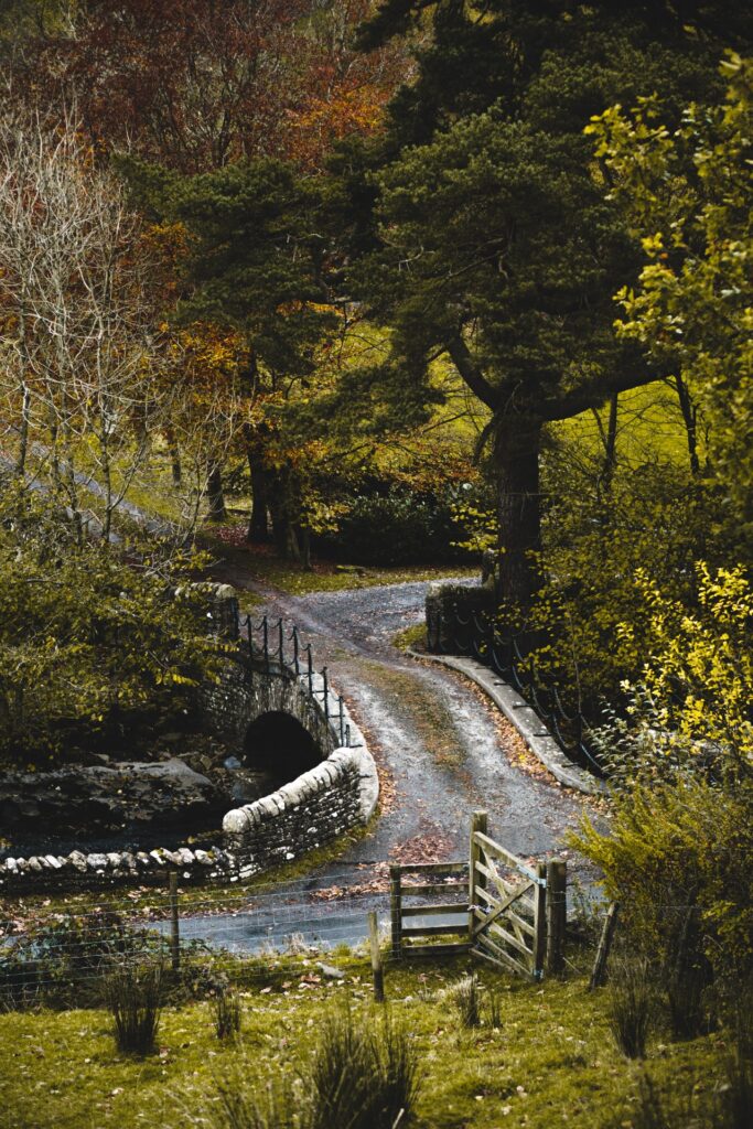 A scenic view of a stone bridge